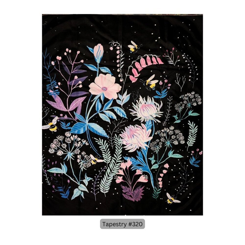 Black Flowers Tapestry Hanging Wall‎ Decor